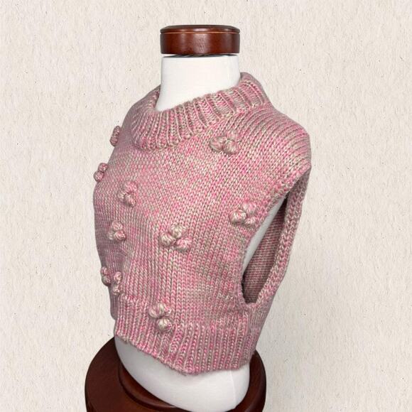 Urban Outfitters Chunky Knit Cropped Sweater Top - Size M - Pink Coquette Preppy - Picture 3 of 8